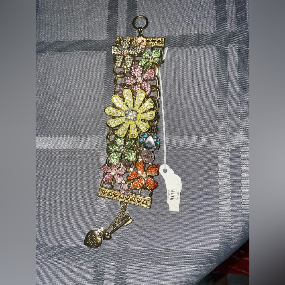 Betsey Johnson Floral Rhinestone Bracelet